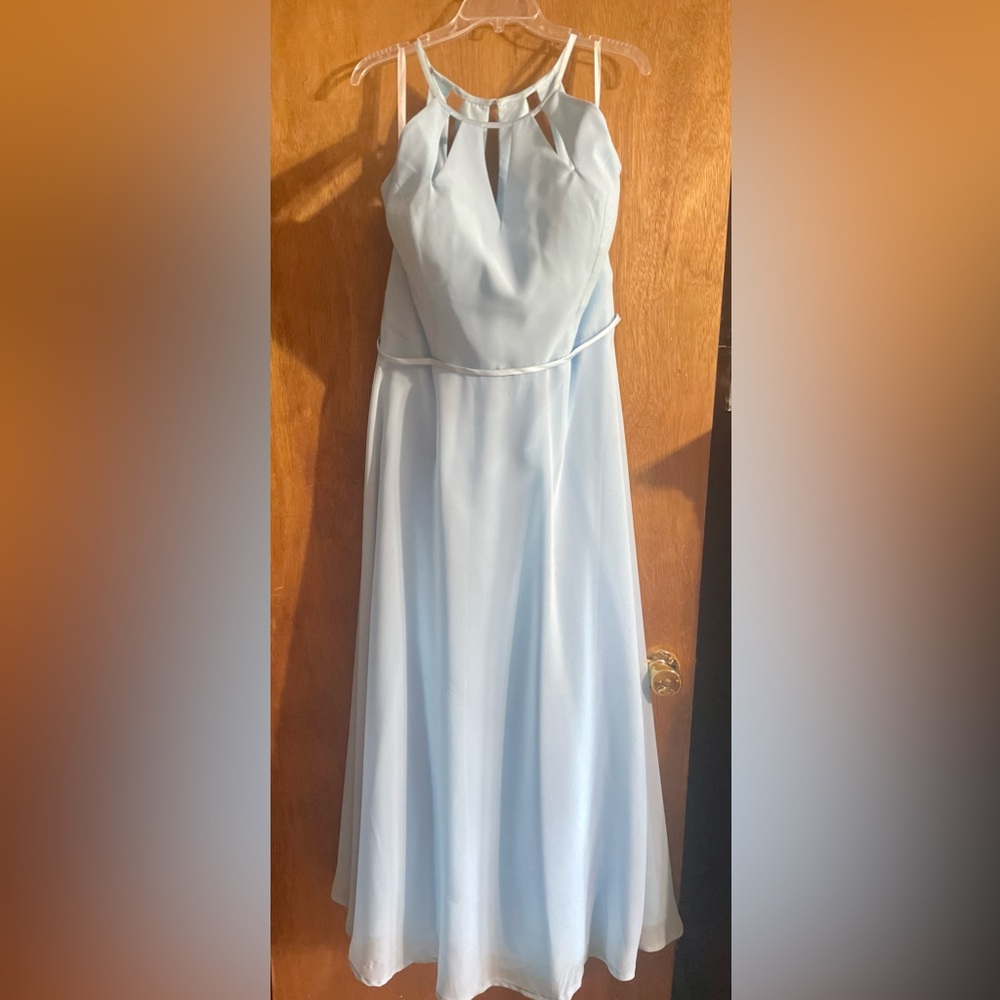 Christina Wu bridesmaid dress, light blue, size 22, unaltered.